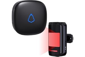METAK Wireless Motion Sensor Alarm Indoor, 1 PIR Detector + 1 Receiver, Movement Activated Doorbell Chime for Home Doorway/Business Entry/Garage Security/Store Entrance, Pet/Elderly/Dementia Monitor (Black)