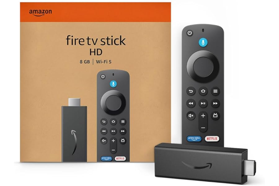 Amazon Fire TV Stick HD (newest model), free and live TV, Alexa Voice Remote, smart home controls, HD streaming