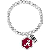 Alabama Crimson Tide Hazel Mom Charm Bead Stretch Bracelet Jewelry Gift UA, 7.5 inches