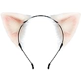 QinRuan Cat Fox Faux Fur Ears Headband Cute Halloween Fancy Dress Cosplay Handmade Animal Furry Ears Hair Hoop