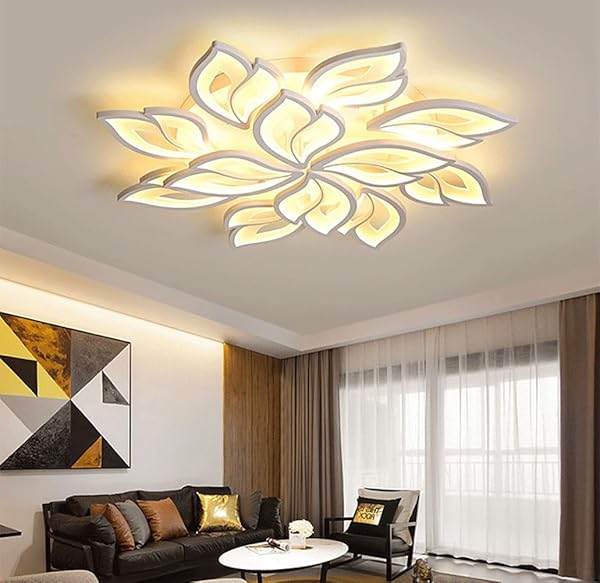 RUTAIDYE MODERN LED CEILING LIGHT FIXTURE FLUSH MOUNT CHANDELIER CEILING LAPM WITH 12-LEAF DIMMABLE REMOTE CONTROL CEILING LIGHTS FOR LIVING ROOM DINING ROOM BEDROOM