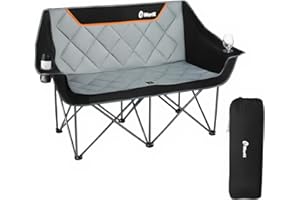 EMERIT Oversized Camping Chair with 650LB Capacity - Heavy Duty Folding Loveseat Camping Couch with Deep Seat & Rip-Resistant Fabric, Padded Comfort, Cup Holders for Outdoor, Lawn & Sports.