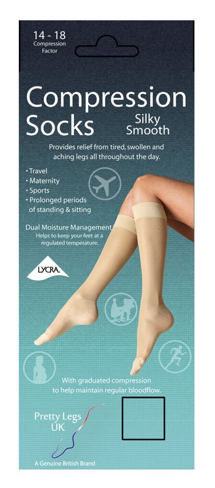 Compression Socks Good For Work or Travel - Size 4-8 - Natural & Black (Natural)