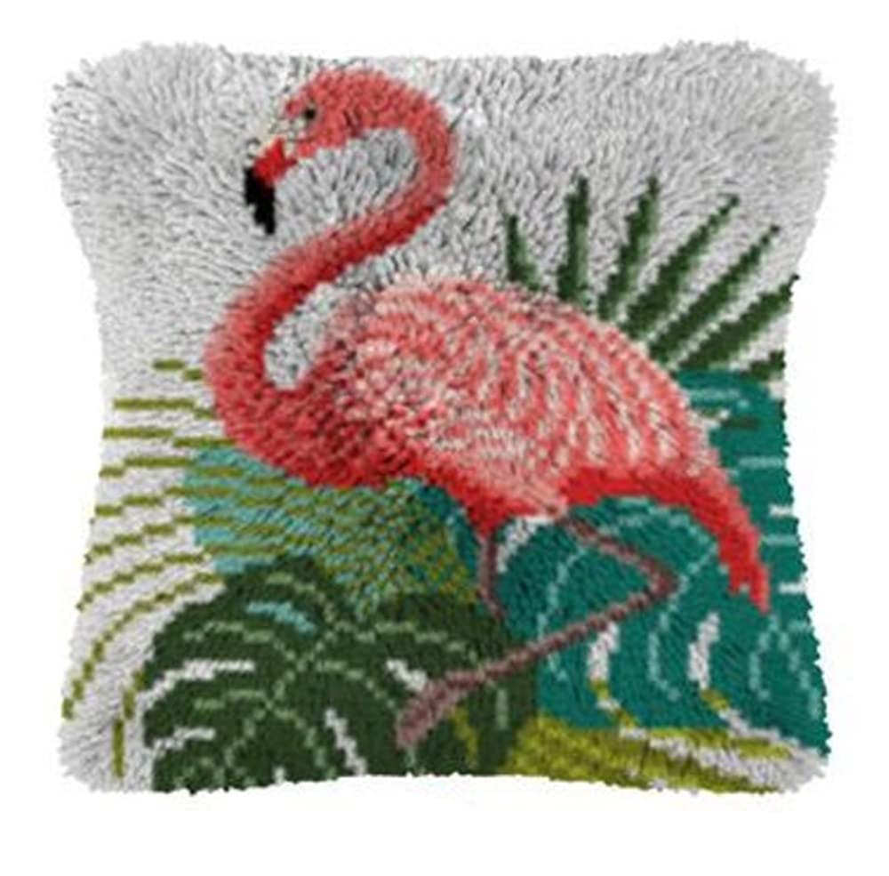 ROCKY&CHAO Latch Hook Pillow Case Kit for Adults - DIY Cushion Cover Cross Stitch Embroidery 17X17Inch/43x43cm - Home Decor
