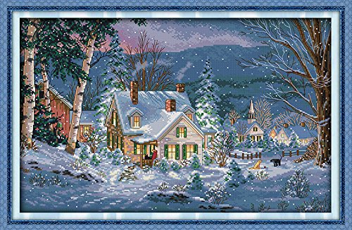 Joy Sunday Cross Stitch Kits Cross-Stitch Pattern The Snowy Night of Christmas DMC Threads DIY Hand Needlework ï¼«it 21.65'' Ã—14.6''