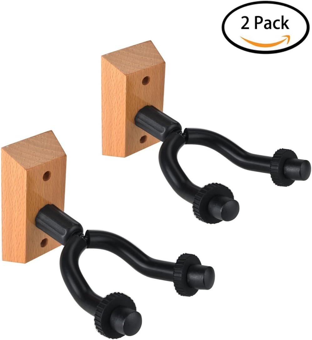 Guitar Hanger 2 pack Guitar Hook Holder Wall Mount Auto Grip System Lock Safe Lock with Gravity Sensing Lock for Guitar Bass Violins Mandolins Ukelele by NIAFEYA