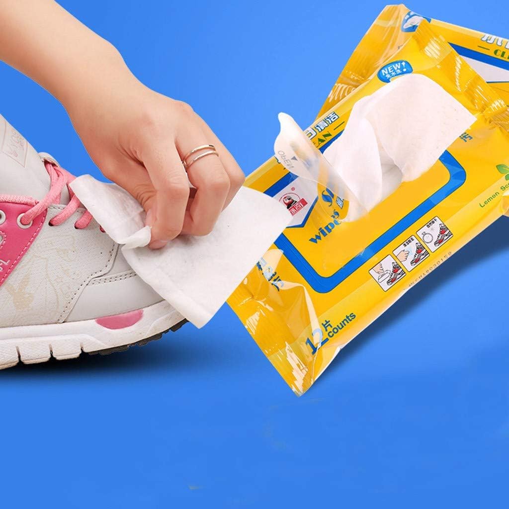 Sneaker Cleaning Wipes 12pcs Portable Travel Outdoor Camping Convenient Wet Paper Towel Cleaning Towel