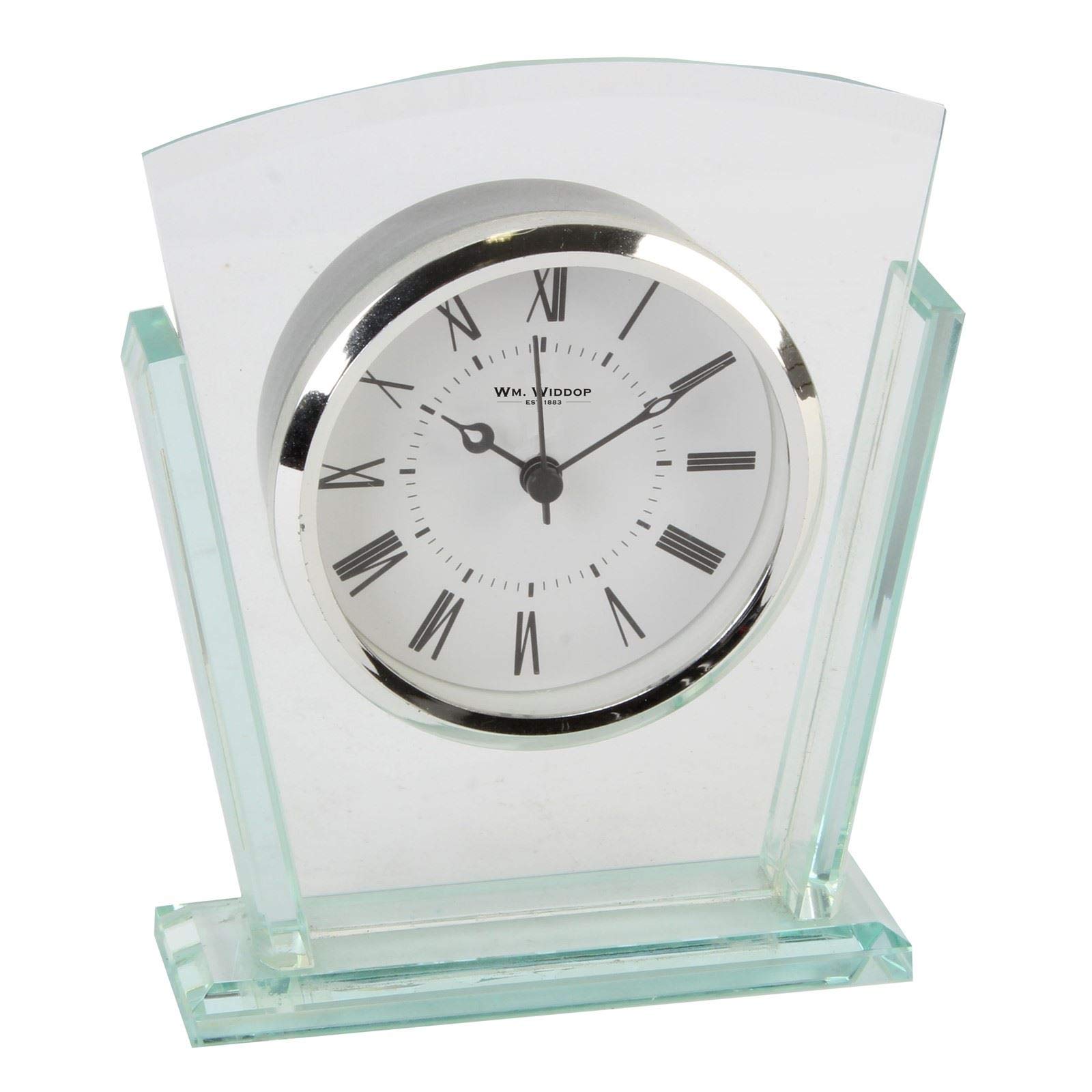 Widdop 2 Layered Clear Glass Mantel Clock Art Deco Shape