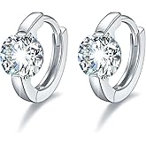 Huggie Earrings 925 Sterling Silver Huggie Hoop Earrings,Hypoallergenic Round Cut Cubic Zirconia Infinity Hoop Earrings Gift for Women Daughter Mother's Day