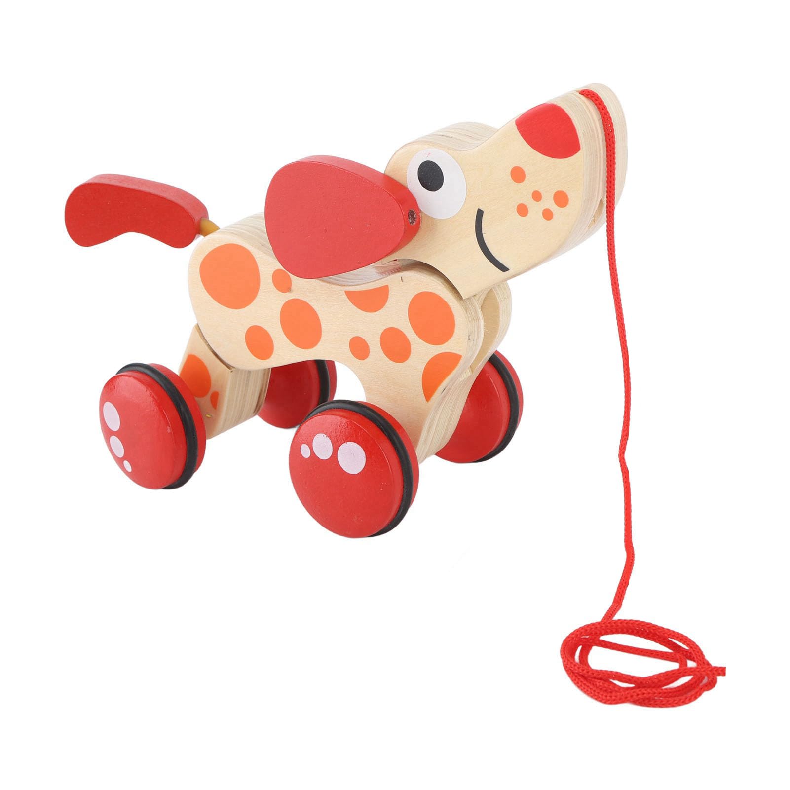 Pull Along Puppy Wooden Pull Toy, Push Pull Toy Puppy Walk Along Wooden Hound Dog Walk Virtual Pet Toys, Early Education Toys for Walking Toddlers (Type 1)