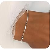 Tooliks Sterling Silver Chain Bracelets for Women - Dainty 925 Silver Adjustable Bracelets, Minimalist Layering Jewelry, Stackable Chain Styles