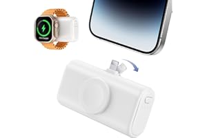 RORRY Portable Charger for iPhone, 5000mAh Small Compact 15W Fast Charging Power Bank Compatible with iPhone 14/13/12/11/XR/X/8 and Apple Watch Series 9/Ultra2/8/Ultra/7/6/5/4/3/SE, White