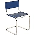 Furnish Theory Breuer Chair Company Mart Stam Cantilever Side Chair w/Chrome Steel Frame & Blue Bonded Leather