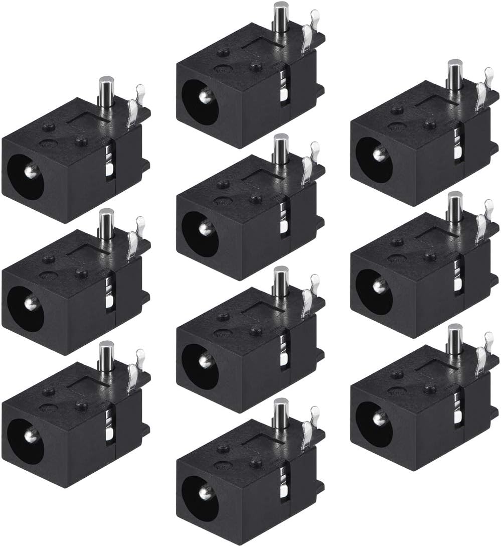 sourcing map PCB Mount 4.0mm x 1.7mm 3 Pin Audio Video DC Power Connector Socket DC023 Black 10Pcs, DC023(10Pcs)