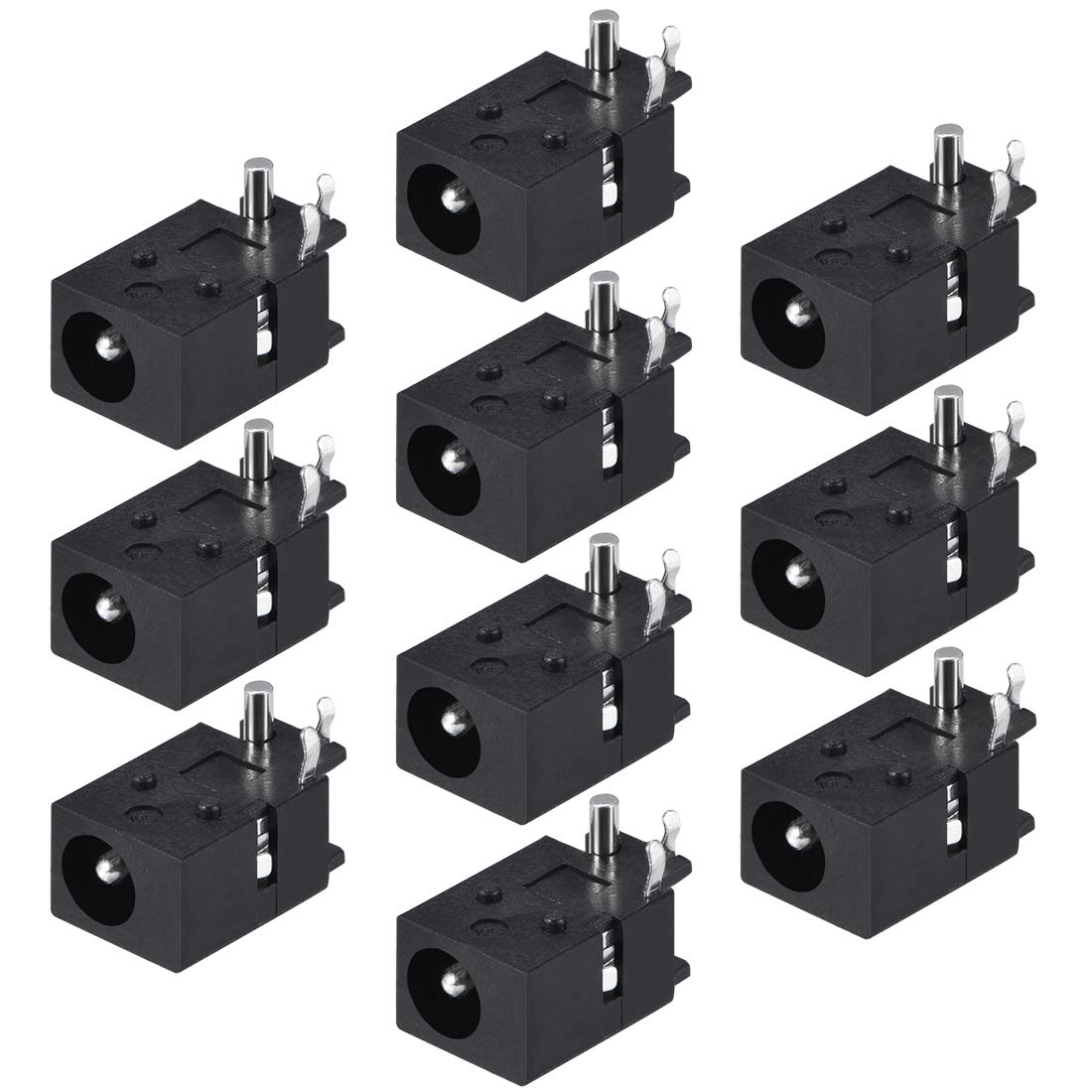 sourcing map PCB Mount 4.0mm x 1.7mm 3 Pin Audio Video DC Power Connector Socket DC023 Black 10Pcs