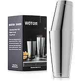 WOTOR Boston Cocktail Shaker Set, 18 oz & 28 oz Stainless Steel Weighted Shaker Tins, Metal Martini Shaker Drink Mixer for Bartending, professional Bar Tools for Bartender (Sliver)