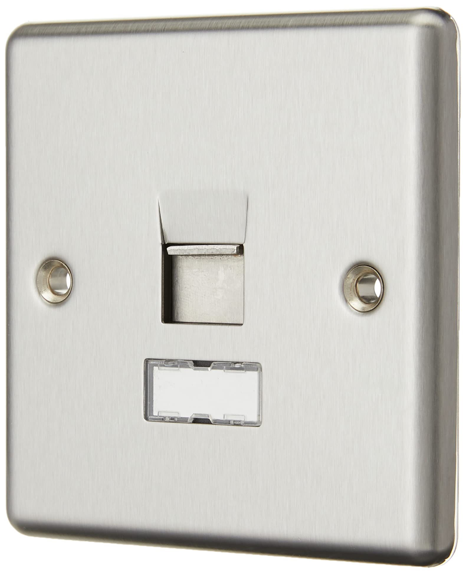 Knightsbridge CL45BC RJ45 Rounded Edge Brushed Chrome Network Outlet, Silver