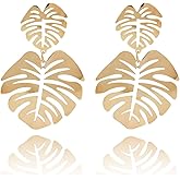 Palm Leaf Earrings for Women,Bohemia Tropical Plant Palm Leaf Dangle Earrings Colorful Monstera Leaves Eardrop Earrings for Women Jewelry
