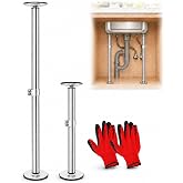 Undermount Sink Brackets, Adjustable Stainless Steel Sink Support Legs Kit | Expandable 16-29.1 Inch Height, Undermount Sink Support System with Gloves for Kitchen and Bathroom Sink Repair