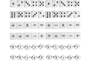 Lohoee Teaching Dice 16mm Math Dice Games for Kids 8-12 for Math Teaching Classroom Supplies Acrylic Material (20Pcs Math Operation Dice + 20Pcs Number Dice + 20Pcs Dot Dice)