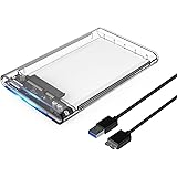 ORICO 2.5 USB 3 External Hard Drive Enclosure Casing for 2.5 inch 7mm/9.5mm SATA HDD SSD Support UASP SATA III Max 2TB Tool-Free Design - Clear