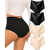 UNDER THE SEA Seamless Underwear for Women High Waisted V-shaped Back Briefs Soft No Show Womens Panties 4 Pack S-XXL