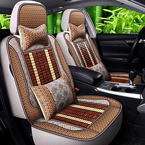 CHCZD Car Seat Covers, 5 Seat Full Set Universal Compatible Airbags Front & Rear Bamboo Comfort Protector Cushion (color : Light brown2)