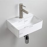 Ibergrif M41101 White Ceramic Rectangle Vessel Sink Wall Mounted 375x262mm view 4