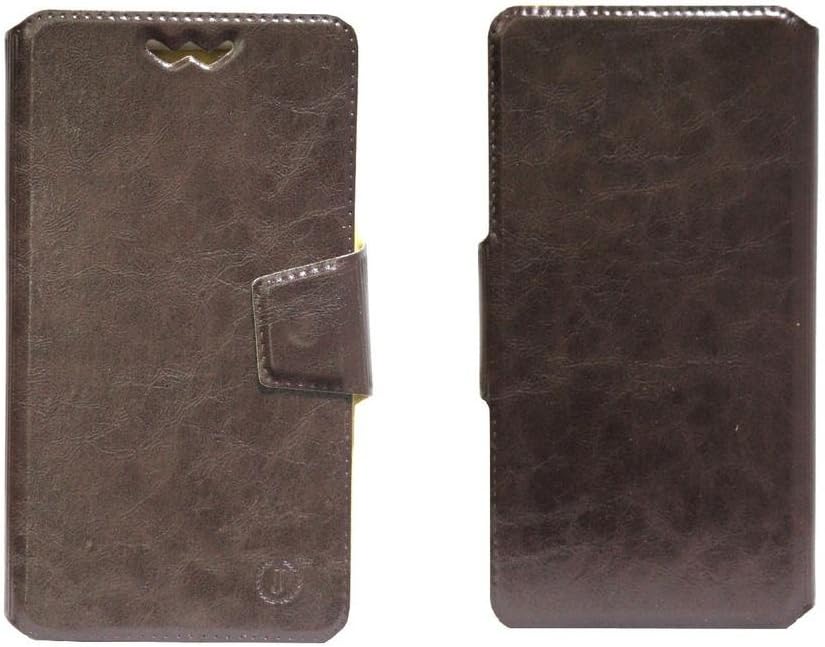 Brain Freezer Cover Bonded C Series Leather Pouch Flip Case with Silicon Holder for Jivi Prime P444 Brown