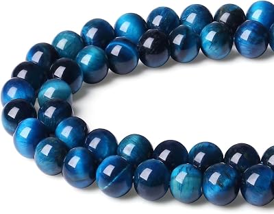 XIANNVXI 8mm Blue Tiger Eye Beads Crystal Gemstone Necklace Craft 47 Pcs