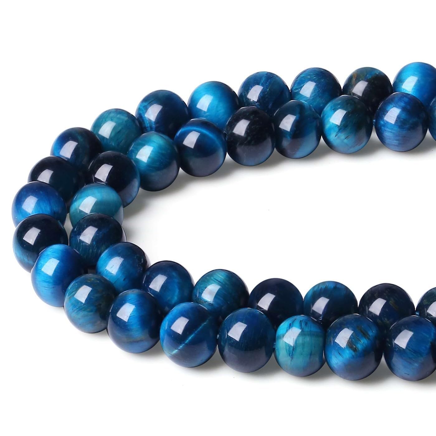 XIANNVXI 8mm Round Blue Beads for Jewellery Making Loose Gemstone Stone Blue Tigers Eye Crystal Beads for Crafting 47 Pcs — image 1