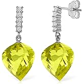 Galaxy Gold GG 14k Solid Gold Chandeliers Earrings with Diamonds and Briolette Twisted Quartz Lemon