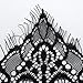Smiry Black Eyelash Embroidered Lace Ribbon Floral Trim Clothing Accessories Crafts Sewing Flower Lace Fabric Applique for Bridal Dress, 3 Yards