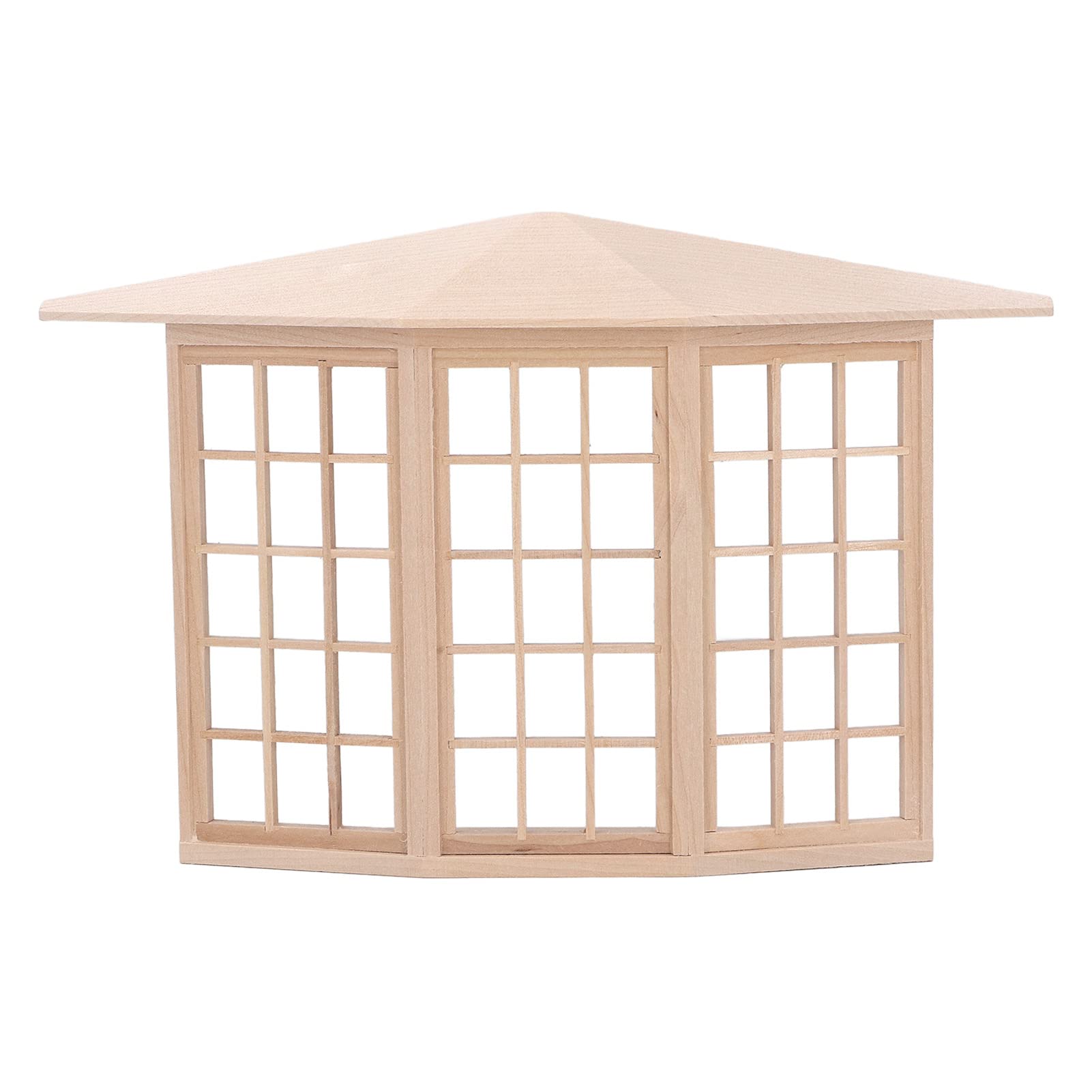Bay Window Dollhouse, Miniature Wooden 3-Sided Window Frame, Working Decoration for 1:12 Doll House Furniture Accessories