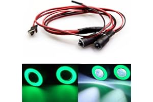 MOHERO 2 LEDs Angel Eyes & Demon Eyes LED Light Headlights for 1/10 RC Model Crawler Cars Headlamps (Green+White, 10mm)