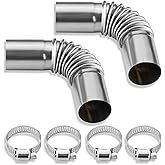 2pcs Diesel Heater Exhaust Pipe, Stainless Steel 24mm Parking Air Heater Exhaust Pipe Tube Elbow Connector with 4 Clamps for