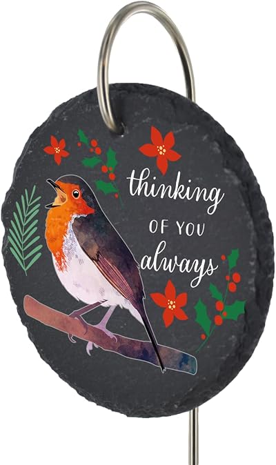 Global Designs Christmas Robin Grave Stick Marker Plaque 25x11cm