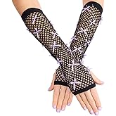 xo, Fetti Black + Purple Rhinestone Fishnet Bow Gloves | Pop Star, Rave Bachelorette, Birthday Girl Accessory, Guts Concert Party Decorations, Festival Supplies, Halloween Costume