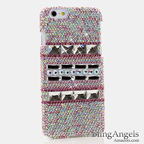 iPhone 6 (4.7") Bling Case - BlingAngelsÂ® Luxury Bling iphone 6, 6S Case Cover Faceplate Swarovski Crystals Diamond Sparkle bedazzled jeweled Design Back Snap-on Hard Case (100% Handcrafted by BlingAngels) (AB and Pink crystals Design)