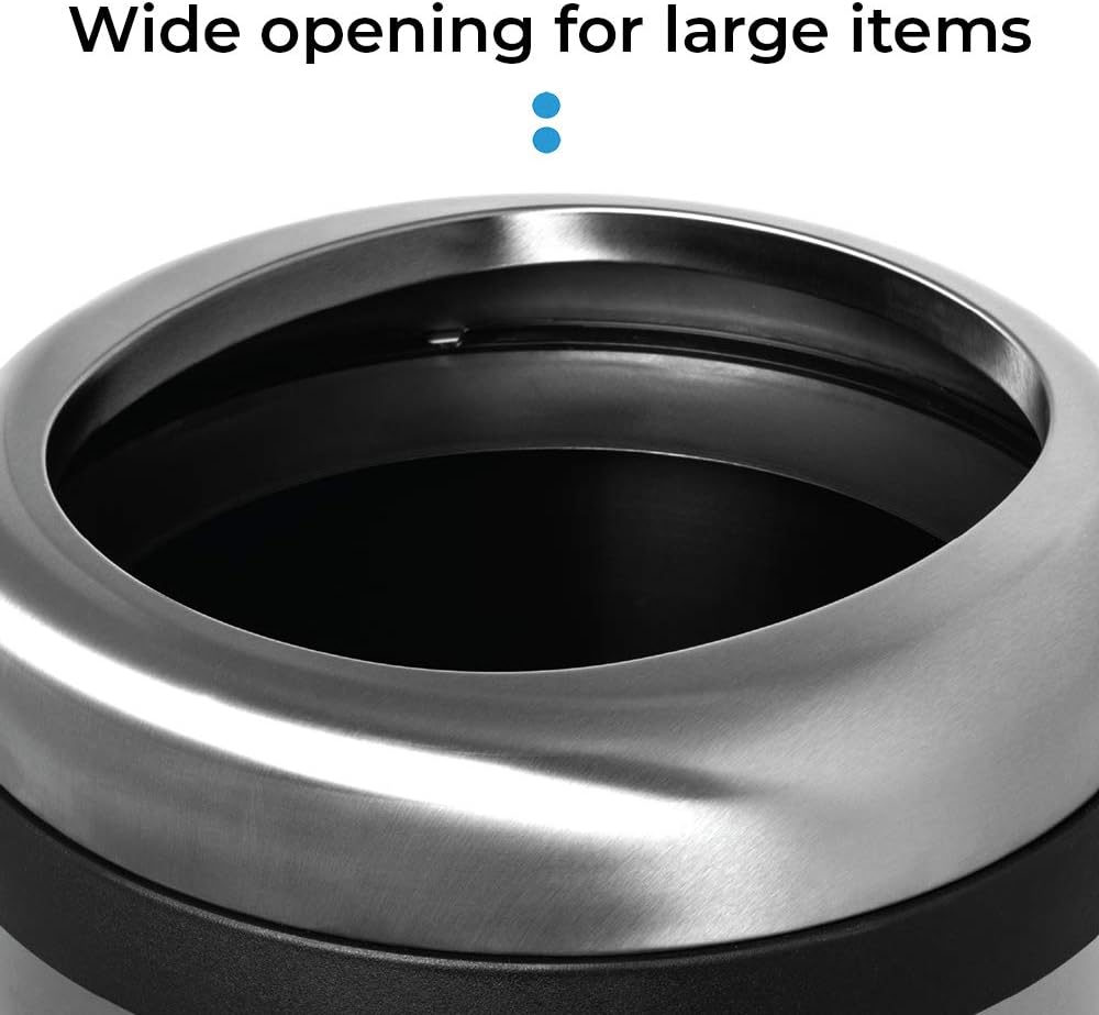 Home Zone Living 15.8 Gallon Kitchen Trash Can, Open Top Round Stainless Steel, 60 Liter: Home & Kitchen