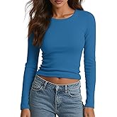Womens Long Sleeve Shirts Crewneck T-Shirt Fall Top Casual Basic Tee Tops Undershirts 2026