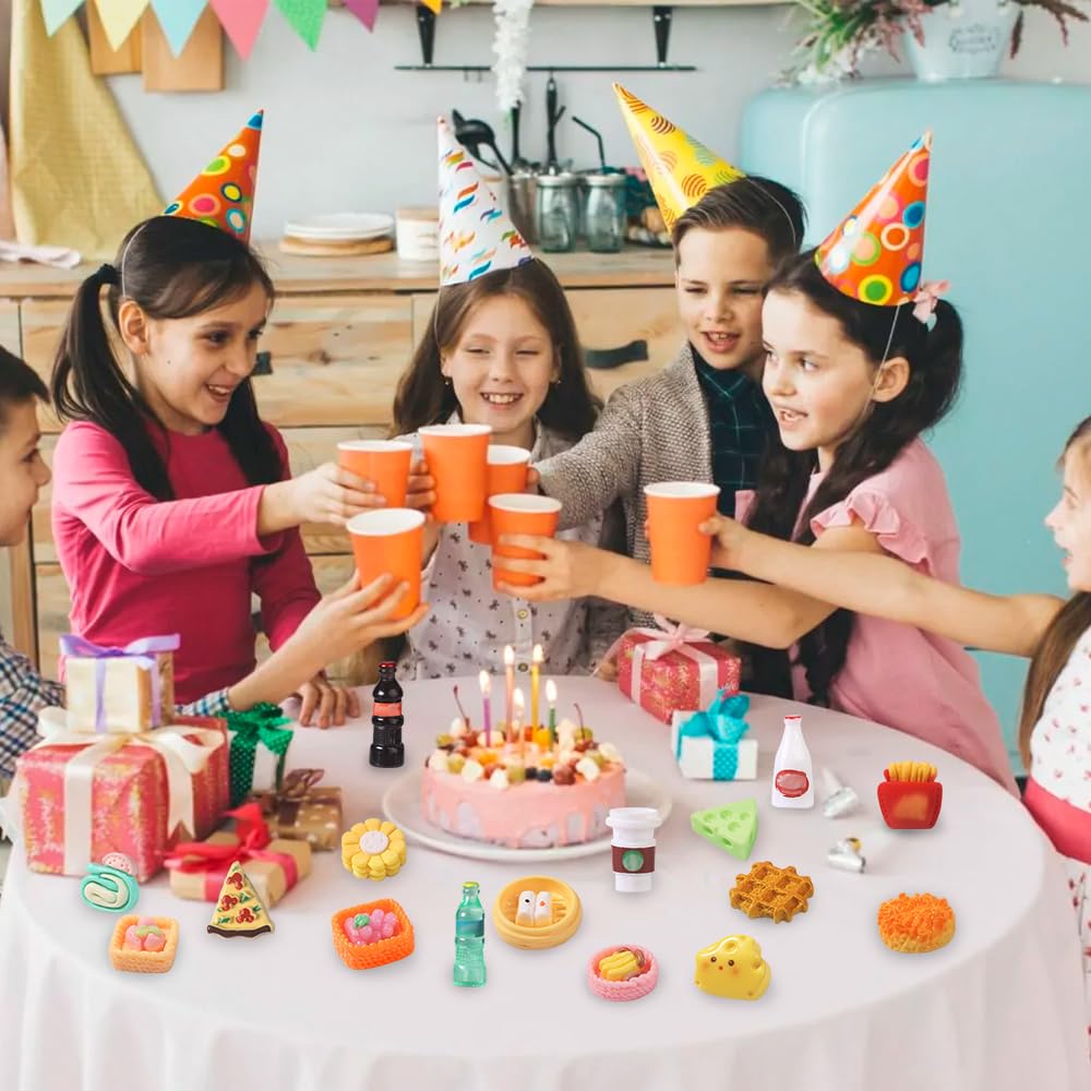 100pcs Miniature Foods Drink Bottles Toys, Mixed Mini Resin Food Drinks Figures Pretend Play Kitchen Game Party Favor Toy for Dollhouse Accessories Decorations