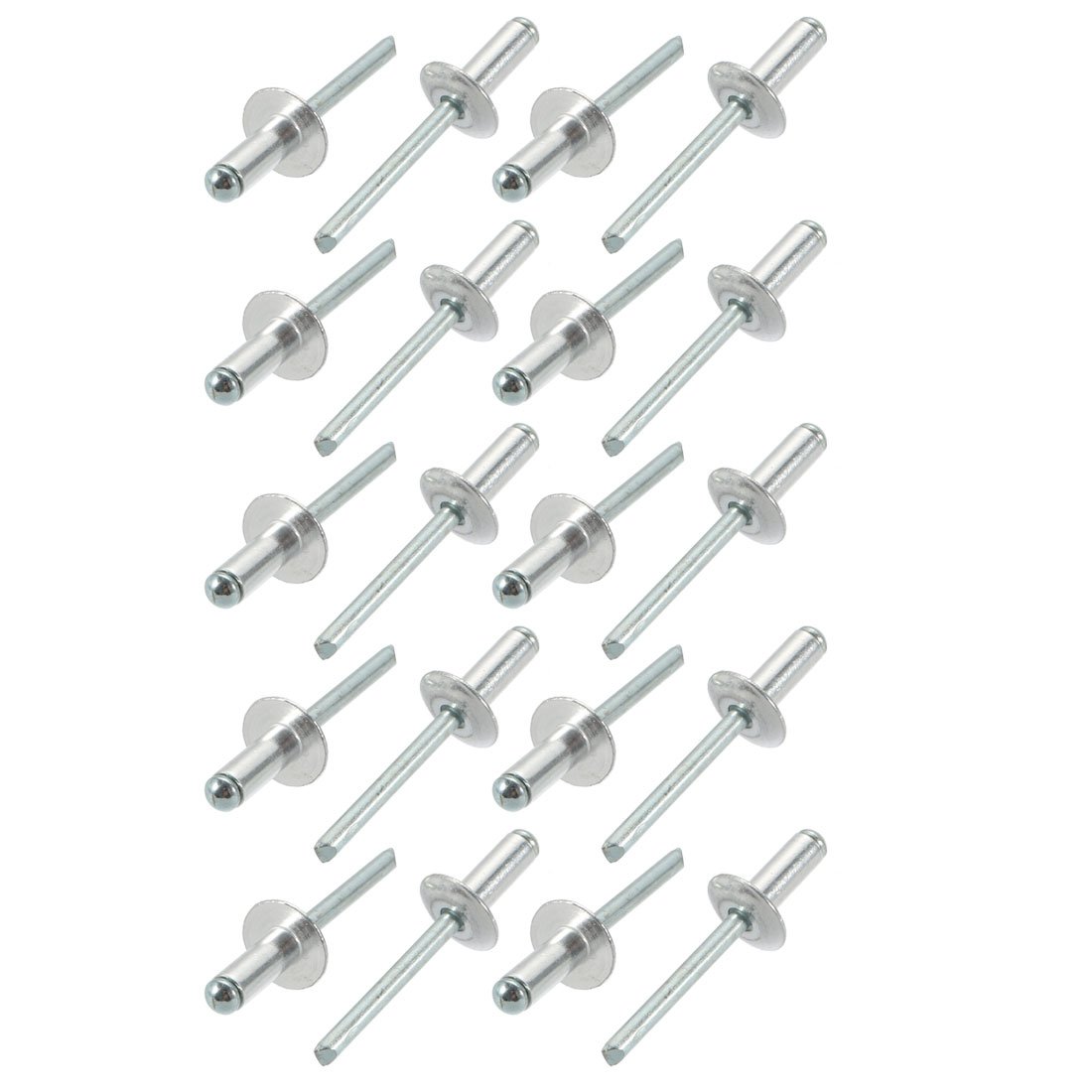 sourcingmap 20 Pcs 6.4mm x 16mm x 16mm Aluminum Open End Large Flange Blind Rivets