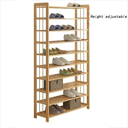 MWPO Schuhregal Naturbambus Schuhregal 10 Lagen Staubdicht Massivholz