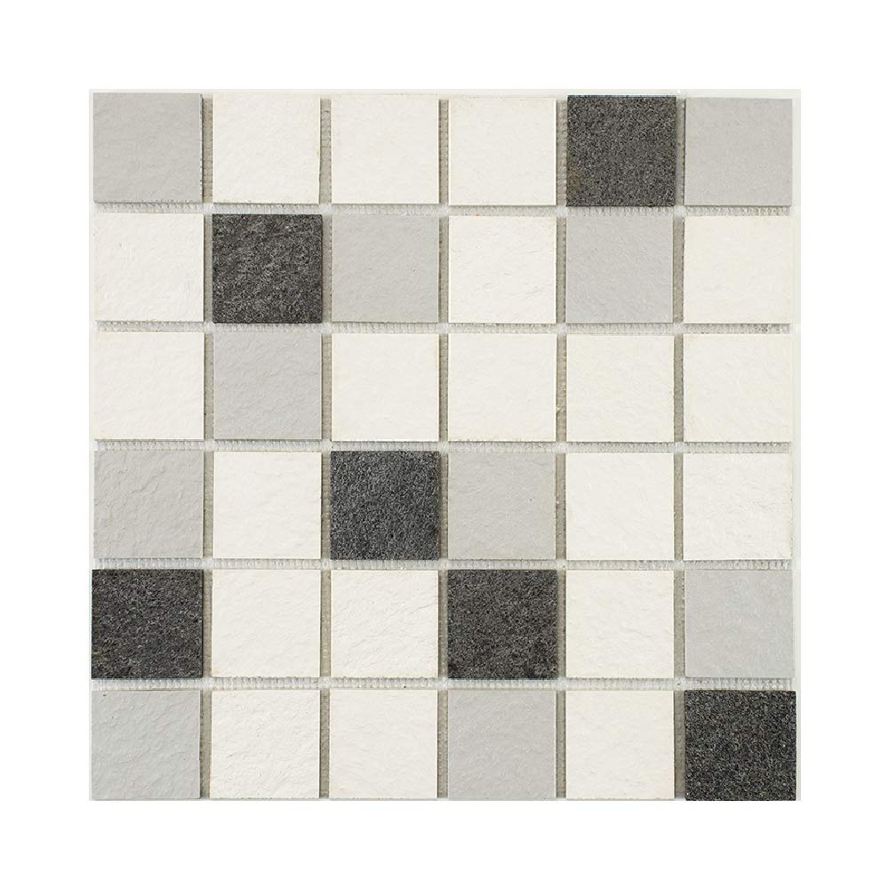 U-tile 704-L-5, Mixed Stone and White, 100 x 50/5 x 2