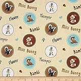 Disney Bambi Happy Together Character Badges Cream Fabric By The Yard
