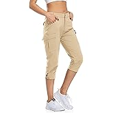 Flewolch Women's Capri Pants Lightweight Outdoor Cargo Hiking Capris Quick Dry UPF 50 with Zipper Pockets