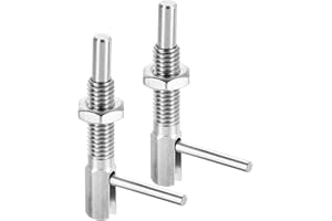 uxcell 2Pcs Retractable Indexing Plunger Pin, M6 L Spring Plunger Stainless Steel Spring Loaded Latch Telescopic Locking Pin with Nut for Machinery Shipbuilding