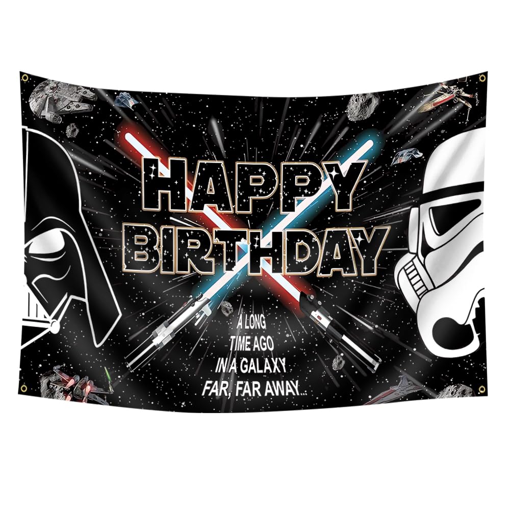 Photo 1 of Konern 60 x40inch Star Galaxy Backdrop Tapestry for Birthday Party Decorations Universe Wars Background Galaxy Party Decorations Star Banner Birthday Party Supplies for Kids