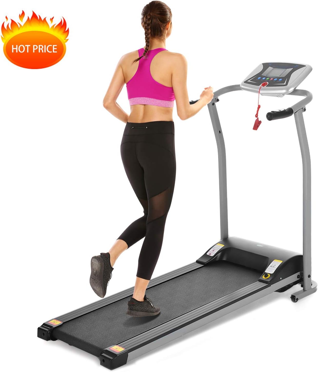 Kemanner Folding Electric Treadmill Running Training Fitness Treadmill with LCD Display Walking Machine for Home